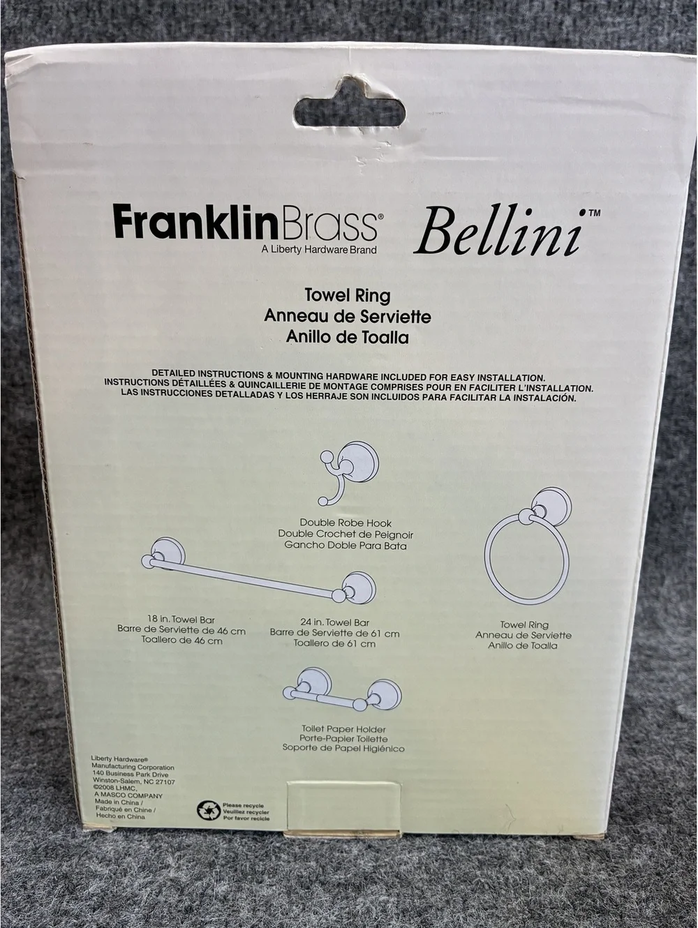 Bellini Polished Chrome & White Towel Ring